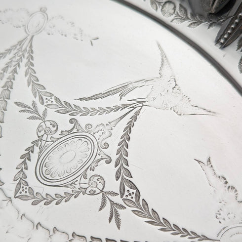 1891 年英國古董鍍銀托盤直徑 30 厘米沃克和霍爾