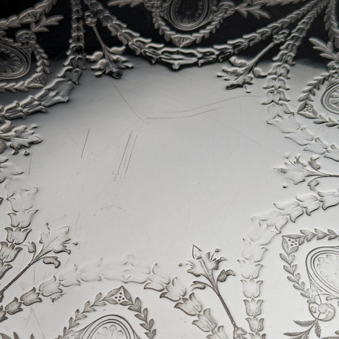 1891 年英國古董鍍銀托盤直徑 30 厘米沃克和霍爾