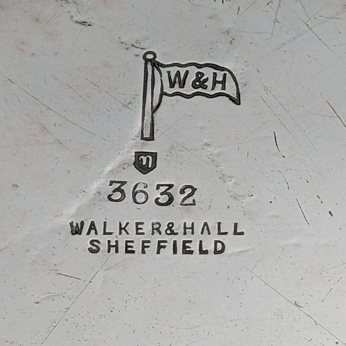 1891 British Antique Silver Plated Tray Diameter 30cm Walker and Hall