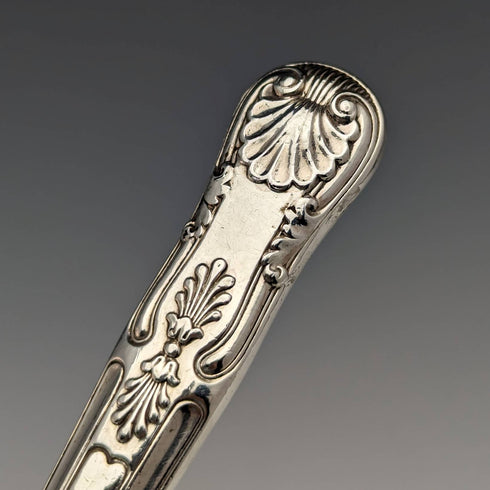 British antique sterling silver handle fish cutlery 5 pair set in cloth case