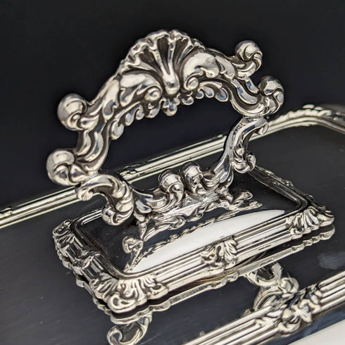 英国アンティーク シルバープレート製 角型エントレーディッシュ