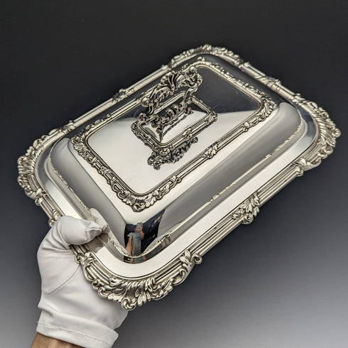 英国アンティーク シルバープレート製 角型エントレーディッシュ