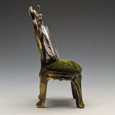 1920s Brass Chair Pocket Watch Holder Green Sheet