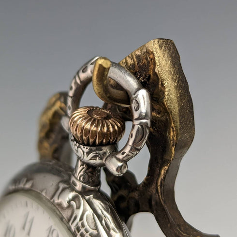 1920s Brass Chair Pocket Watch Holder Green Sheet