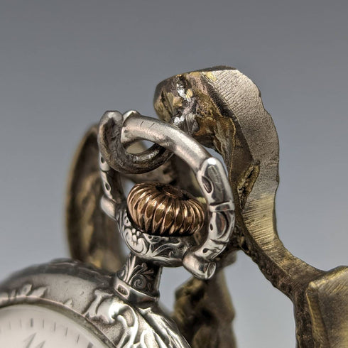 1920s Brass Chair Pocket Watch Holder Gray Sheet