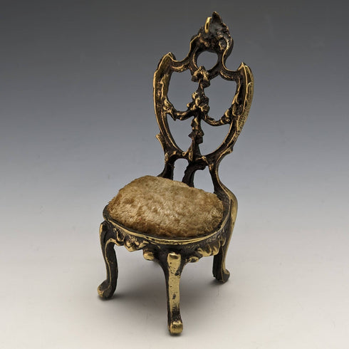 1920年代 真鍮製 椅子型 懐中時計ホルダー ブラウンシート