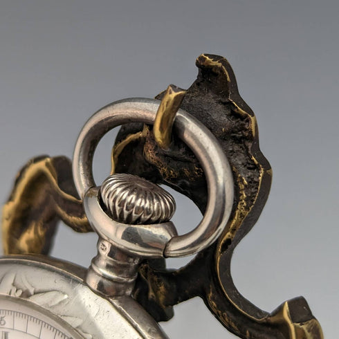 1920年代 真鍮製 椅子型 懐中時計ホルダー ブラウンシート