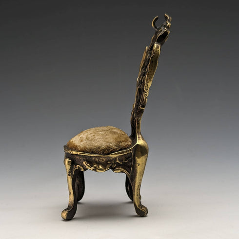 1920年代 真鍮製 椅子型 懐中時計ホルダー ブラウンシート