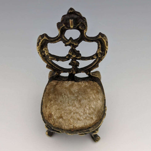 1920s Brass Chair Pocket Watch Holder Brown Seat