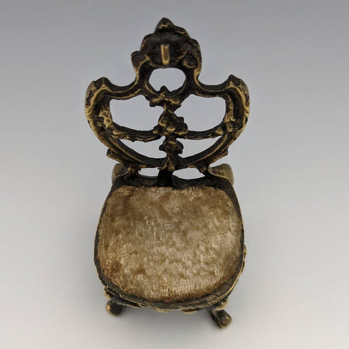 1920年代 真鍮製 椅子型 懐中時計ホルダー ブラウンシート