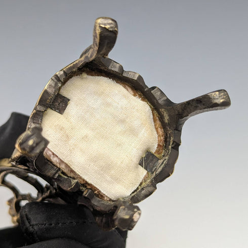 1920年代 真鍮製 椅子型 懐中時計ホルダー ブラウンシート