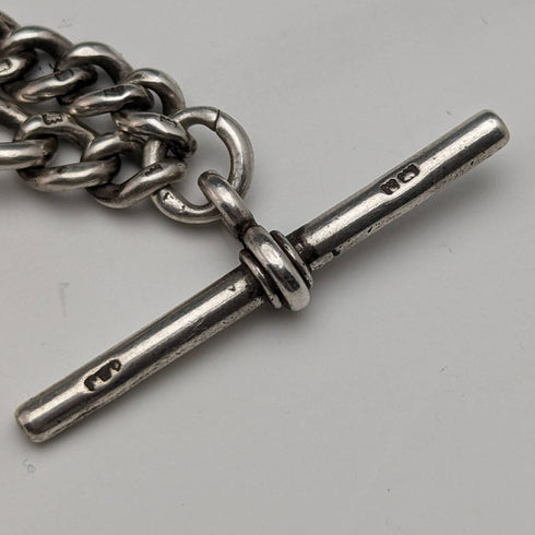 1900 年左右英國古董純銀阿爾伯特鏈 30 克花式流蘇飾扣