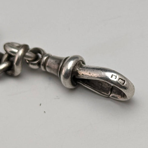 Around 1900 British Antique Sterling Silver Albert Chain 30g Fancy Link Tassel Fob