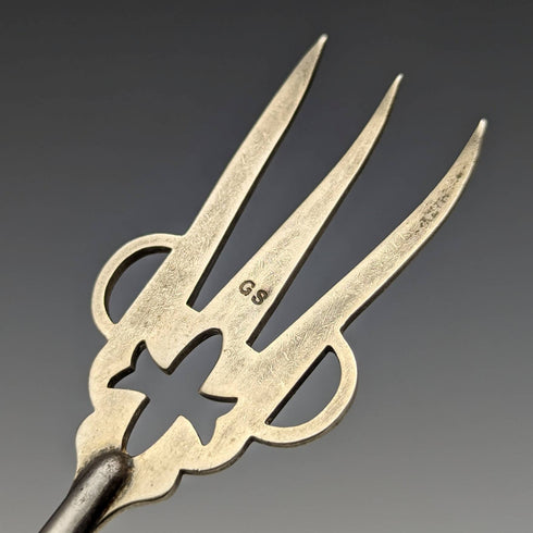 1889 British Antique Pure Silver Handle Toasting Fork Adie and Lovekin