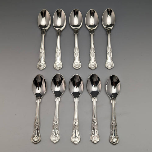 Set of 10 British Vintage Silver Plated Coffee Spoons