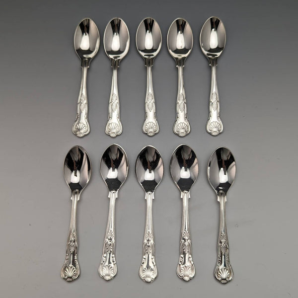 Set of 10 British Vintage Silver Plated Coffee Spoons