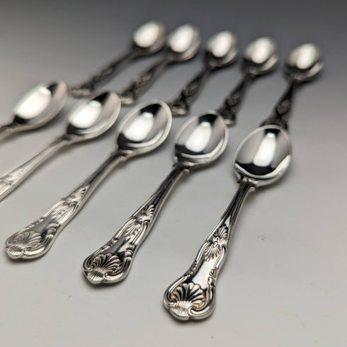 Set of 10 British Vintage Silver Plated Coffee Spoons