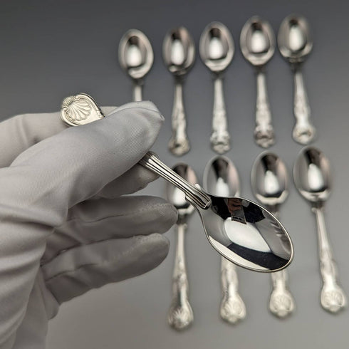 Set of 10 British Vintage Silver Plated Coffee Spoons