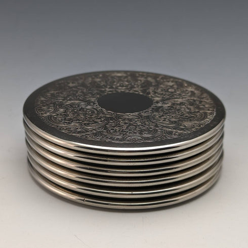 ヴィンテージ シルバープレート製 コースター 6枚セット