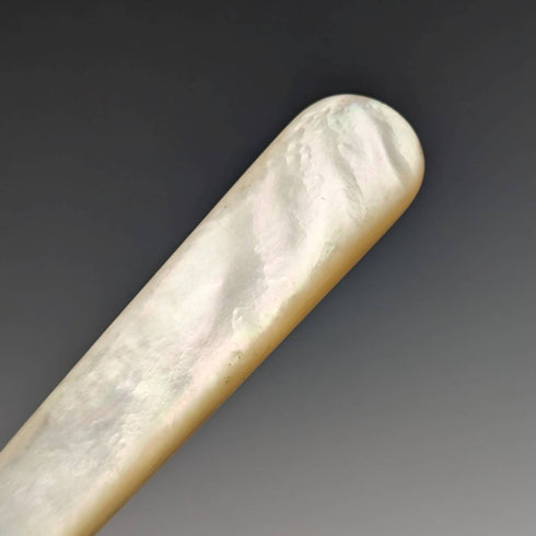 1897 British Antique Sterling Silver Blade White Pearl Shell Handle Cutlery 3 Pair Set J Barraclough