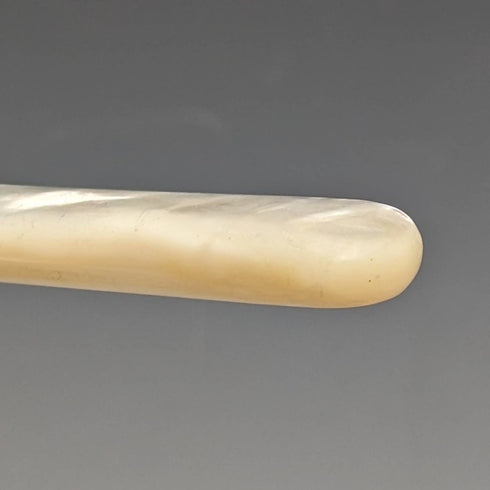 1897 British Antique Sterling Silver Blade White Pearl Shell Handle Cutlery 3 Pair Set J Barraclough