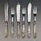 1877 British Antique Pure Silver Blade White Butterfly Shell Handle Fish Cutlery 3 Pairs Set William Hutton