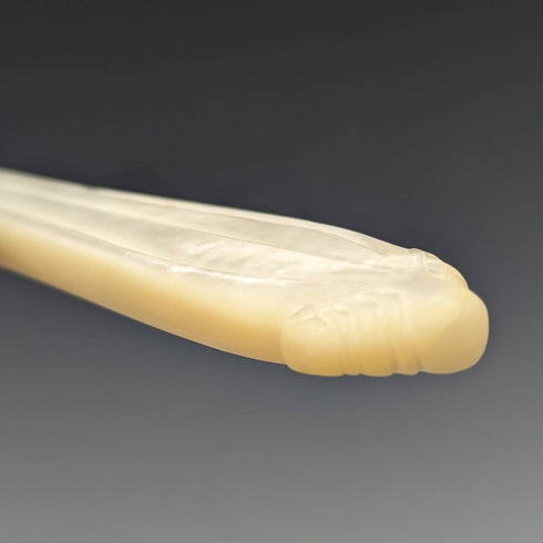 1877 British Antique Pure Silver Blade White Butterfly Shell Handle Fish Cutlery 3 Pairs Set William Hutton