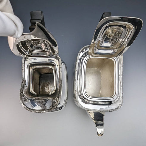 1910s British Antique Silver Plated Teapot Set of 4 Manoah Rhodes