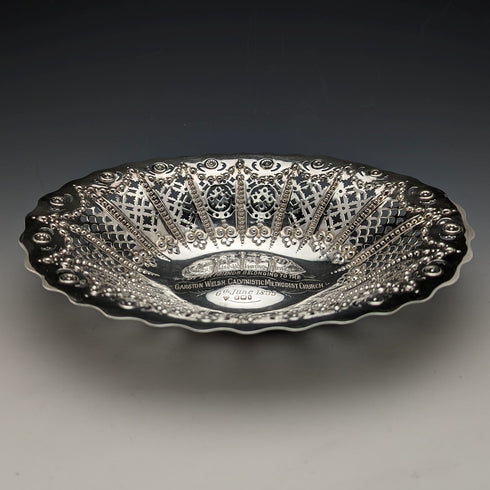 1894 年英國古董純銀耳環裝飾碗/盤 232 克 Martin Hall