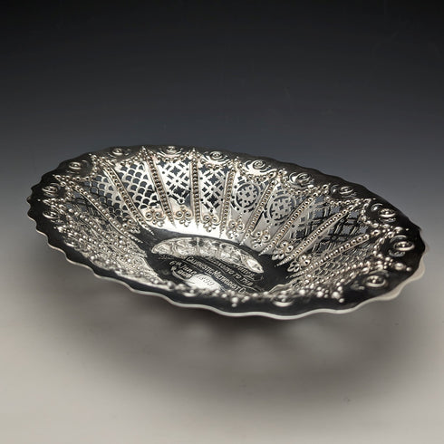 1894 年英國古董純銀耳環裝飾碗/盤 232 克 Martin Hall