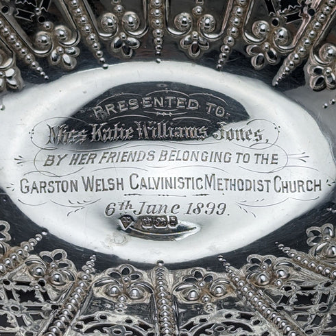 1894 年英國古董純銀耳環裝飾碗/盤 232 克 Martin Hall