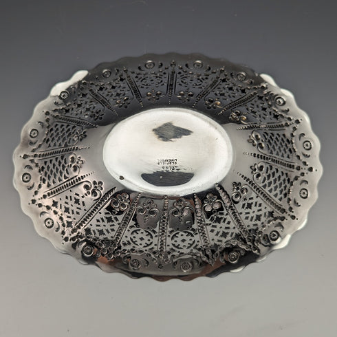 1894 年英國古董純銀耳環裝飾碗/盤 232 克 Martin Hall