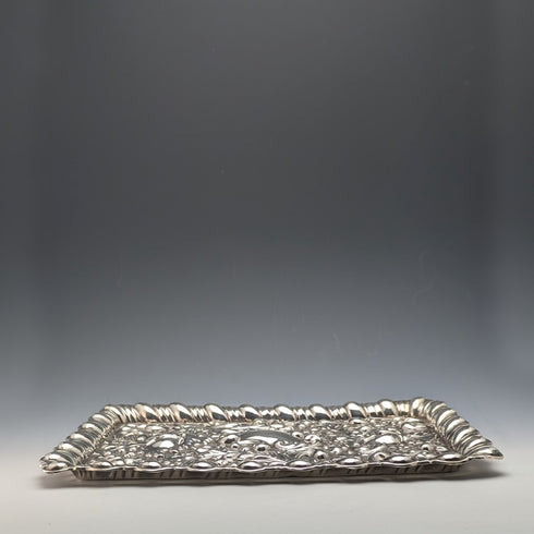 1905 年英國古董純銀浮雕雕刻梳妝台托盤 336 克霍勒斯·伍德沃德