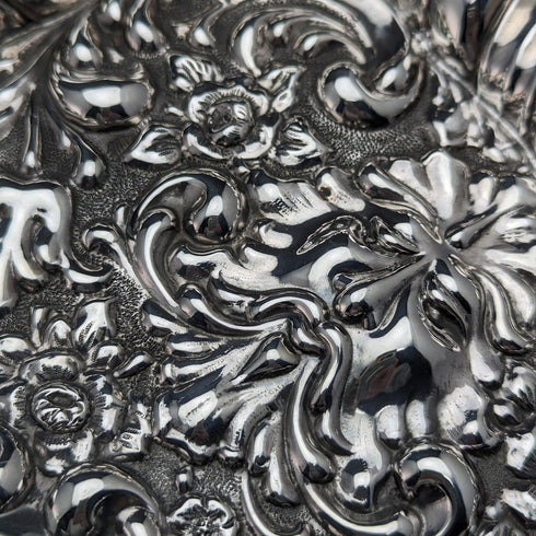 1905 年英國古董純銀浮雕雕刻梳妝台托盤 336 克霍勒斯·伍德沃德