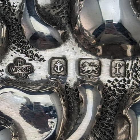 1905 年英國古董純銀浮雕雕刻梳妝台托盤 336 克霍勒斯·伍德沃德