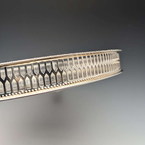 British Vintage Silver Plated Gallery Tray Diameter 26cm Boxed Deadstock