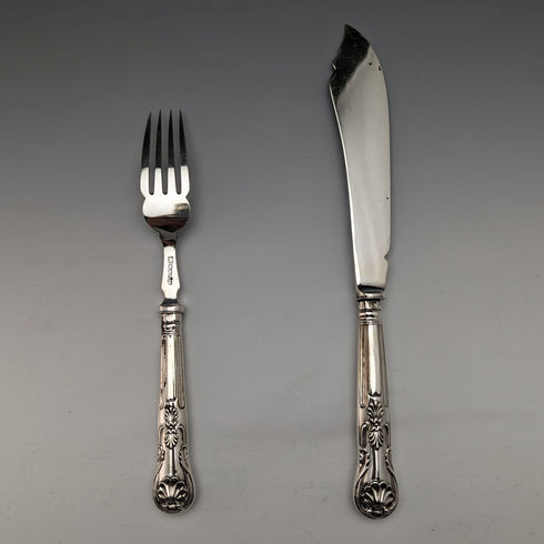 【ご予約済】1836年 英国アンティーク 純銀製ハンドル フィッシュカトラリー 12ペアセット 箱入り