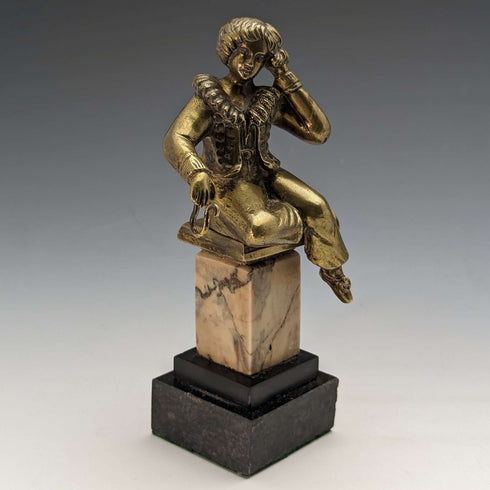 古董 Ormolu 和大理石男孩雕像懷錶架展示架