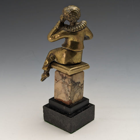 古董 Ormolu 和大理石男孩雕像懷錶架展示架