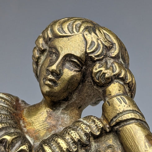 Antique Ormolu & Marble Boy Figurine Pocket Watch Holder Display Stand