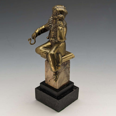 古董 Ormolu 和大理石男孩雕像懷錶架展示架