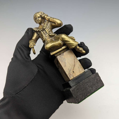 古董 Ormolu 和大理石男孩雕像懷錶架展示架