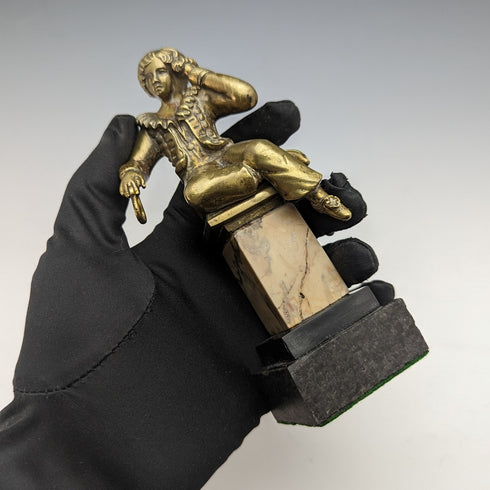 Antique Ormolu & Marble Boy Figurine Pocket Watch Holder Display Stand