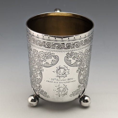 1904 年英國古董純銀馬克杯 130 克 Walker and Hall