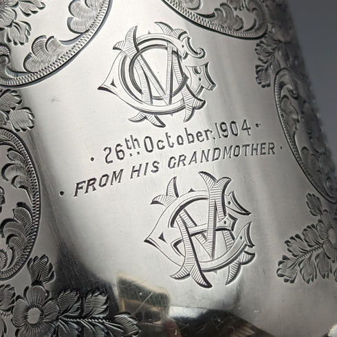 1904 年英國古董純銀馬克杯 130 克 Walker and Hall