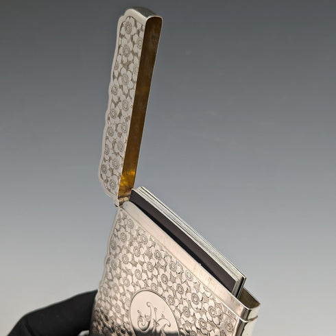 1904年 英国アンティーク 純銀製カードケース 57g BOX入 GEORGE UNITE