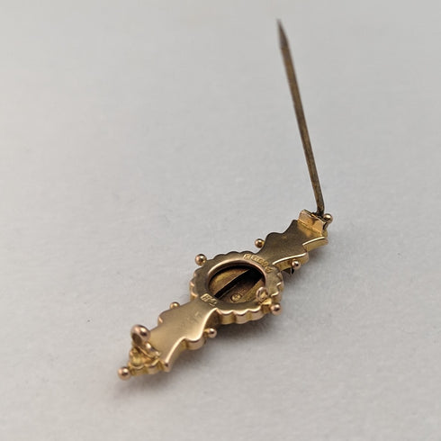 1910 British antique 9ct gold pin brooch Thomas Hale