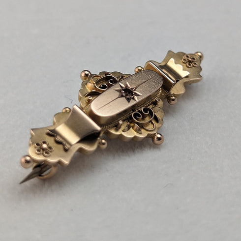 1910 British antique 9ct gold pin brooch Thomas Hale