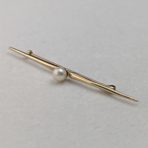 British vintage 9ct gold pearl pin brooch PMS