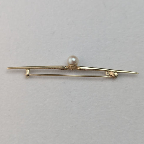 英国ヴィンテージ 9ctゴールド製 パール ピンブローチ PMS